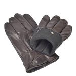 Reed Men's Genuine Leather Warm Lined Driving Gloves (L, Brown)