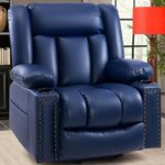 CFVYNE Large Power Lift Chairs Recliners for Elderly with Massage and Heat, Overstuffed Wide Lift Chair of Faux Leather, OKIN Motor, USB-A & USB-C, 2 Cup Holder,2 Side Pocket, Blue