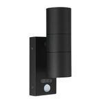 Kerry Outside Wall Lights with Sensor, IP65 Waterproof Up Down Outdoor Lighting, External Pir Wall Mount Security Light, Black Stainless Steel Exterior Light Mains Powered for Front Door (Bulb Excl.)