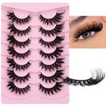 Faux Mink Lashes Fluffy Fox Eye Natural Dramatic Look False Eyelashes Wispy Cat Eye 17MM Fake Lashes Look Like Eyelash Extensions Strip Lashes 7 Pairs Pack