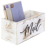 MyGift Whitewashed Wood Tabletop Decorative Mail Holder Box