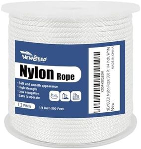 NEWSEED 500 Ft 1/4 Inch Nylon Rope – Multipurpose Heavy Duty Utility Rope for Indoor & Outdoor Use, Strong and Abrasion Perfect for Clothesline, Camping Hiking, Flag Line, Swing, Crafting (White)