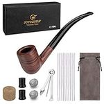 Joyoldelf Smoking Pipe, Wooden Tobacco Pipe with Elegant Gift Case Packaging, Handmade Pipe Tobacco with Wind Cap Cover, Cleaning Brush, 9mm Pipe Filter, Tobacco Pipe Stand and Smoking Accessories