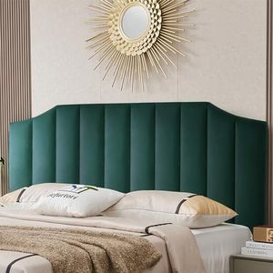 Befurtori Velvet Upholstered King/Cal King Headboard, Tufted Headboard for King/Cal King Bed, Modern Vertical Channel Design with Curved Tufted Solid Wood Head Board and Luxury Soft Padded, Emerald