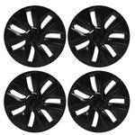 Focket 4 Wheel Covers for Tesla Model Y, 19 Inch Wheel Hub Caps Fully Wrap Blackout Rim Protection Cover Replacement Wheel Cap for Tesla Model Y 2020‑2022, Matte Black