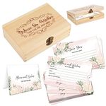 1DFAUL 60Pcs Advice for the Bride Cards, Advice and Wishes for the Mr and Mrs, Floral Advice Cards Wooden Box Kit for Bride and Groom, Bridal Wedding Shower Games, Wedding Guest Book Alternative