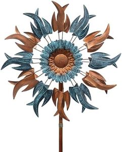 Wind Spinners Outdoor, 84" Large Metal Kinetic Wind Sculptures for Garden, Classic Yard Art with 2 Piece Welcome Flag Decoration