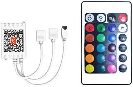 DAYBETTER 2 Ports 24 Key Tuya Smart Wi-Fi Led Strip Lights Remote Control, 4 Pin Output Dimmable Remote Controller Voltage DC 12V(Without Power Adapter)