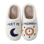 Irisgirl Meet Me At Midnight Merch Slippers For Women Men Cartoon Fuzzy Slippers Winter Cozy Soft For Indoor Outdoor Slippers, White, 8.5-9 Women/7.5-8 Men