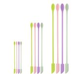 12Pcs Mini Double-Ended Multifunctional Mini Silicone Scraper Spoons, Small, Medium and Large Size Reusable Small Thin Jar Scraper Spoons for Bottle for Kitchen Food Beauty Make up(4 Colors)