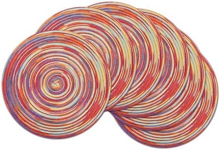 SHACOS Sets de Table Coton Tressé Lot de 6 Set de Table Rond Lavable Résistantes à la Chaleur Décoré 38x38cm