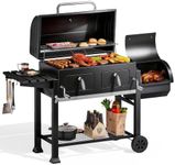 Captiva Designs Charcoal Grills Extra Large BBQ Grill and Offset Smoker