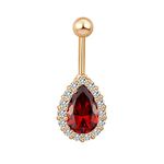 Homxi 14G Navel Rings for Women Long Belly Button Ring Stainless Steel,Teardrop with Cubic Zirconia Womens Gold Belly Rings