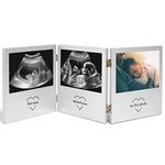 VonHaus Baby Scan Photo Frame, Multi-Photo Picture Frame for Gender Reveal or Baby Shower, Ultrasound Photo Frame Present for New Mums, Double Hinged Stainless Steel Frame with 3 Photo Apertures