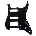 Musiclily Pro 11-Hole Modern Style Strat HSS Pickguard for American Stratocaster Guitar, 3Ply Black