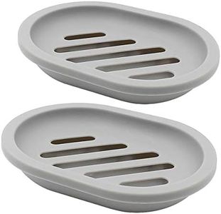 Topsky 2-pack Soap Dish with Drain Soap Holder Soap Saver Easy Cleaning Dry Stop Mushy Soap (Gray)