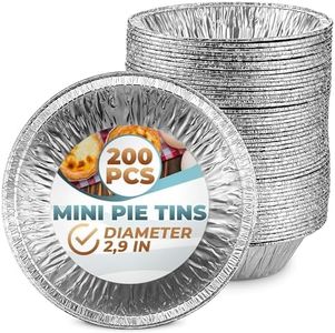 Mini Pie Tins 2.9 Inch - 200 Pack Disposable Aluminum Foil Pie Pans | Durable, Lightweight & Stackable for Oven & Freezer | Great for Tarts, Baking, Meal Prep, Catering, Takeout, Parties, and Desserts