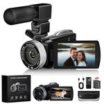 Euiivnt 4K Camcorder Video Camera with IR Night Vision, 64MP Vlogging Camera for YouTube with External Mic, 18X Zoom & 3.0” Flip Touchscreen, Includes 2 Batteries, 64GB Card & Remote Control
