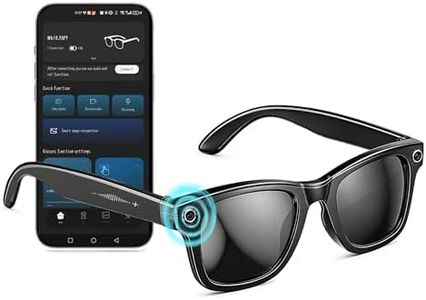 AI Smart Glasses with Camera, 8MP Stabilized 1200P HD Video Recording, UV400 Outdoor Sports Sunglasses with Open-Ear Bluetooth Audio & GPT Voice Assistant for Men Women Cycling Fishing Hiking 32G