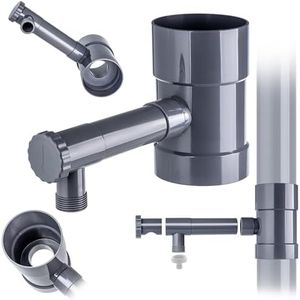 KADAX Collecteur d'eau de pluie 100 mm pour tuyau de descente, voleur de pluie avec valve intégrée, collecteur d'eau en plastique de qualité supérieure, gris