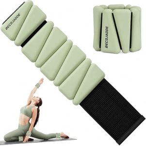 BECOJADDE Ankle Weights Set of 2 (2 lb Each) Adjustable Wrist Weights for Women Men Wearable Arm Leg Weight for Pilates, Running, Walking, Workout, Yoga, Sage Green