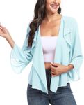 MISS MOLY Bolero Shrug Chiffon Cardigans Women Summer Lightweight Shawl Cape Cover Up for Wedding Evening Dress Baby Blue XL