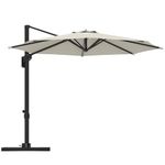 Outsunny 10' Cantilever Patio Umbrella with 360° Rotation and Tilt Adjustment, Hanging Offset Outdoor Umbrella with Aluminium Pole Polyester Shade for Garden Deck Pool, Cream White