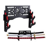 Z-fiber Sword Wall Mount Sword Holder Display Stand Padded Katana Wakizashi Genji and Samurai Swords,3 Tier