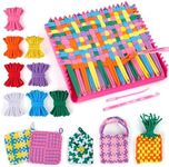 PREBOX Weaving Loom Kit Toys for Kids and Adults, Potholder Loops Crafts for Girls Ages 6 7 8 9 10 11 12, 7" Pot Holder Loom Knitting Kits and Gifts for Kids and Beginners, Make 6 Masterpieces