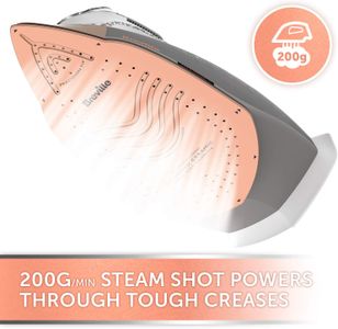 Breville DiamondXpress Steam Iron – 3100W, Diamond Ceramic Soleplate, 400ml Tank, White/Rose Gold