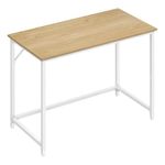 VASAGLE Computer Desk, Small Office Desk and Workstation, Work Desk for Home Office, Study, Bedroom, 50 x 100 x 76 cm, Modern Style, Metal Frame, Natural Oak and Pearl White LWD041W70V1