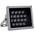 AUTENS IR Illuminator, 850nm 18-LEDs Wide Angle IP67 Waterproof Night Vision LED Array IR Infrared Light with Power Adapter for IP Camera CCTV Analogue Security Surveillance Camera, 30 Degree