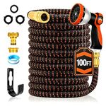 Yofidra Hose Pipe, Expandable Garden Hose 100FT with 10 Function Spray Nozzle, 3/4"&1/2" Connectors, Lightweight Water Hose, No-Kink Flexible Hosepipe for Garden Watering, Outdoor Yard Cleaning