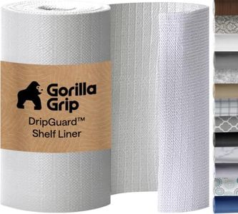 GORILLA GRIP DripGuard Shelf Liner, Non-Adhesive Drawer and Kitchen Cabinet Protector, 20x240 In, Strong Grip Slip Resistant Underside, Smooth Surface Liners for Cabinets, Bathroom Closets, Light Gray