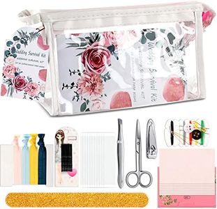 132 Pieces Wedding Survival Kit Wedding Day Bridal Emergency Kit Bridal Party Proposal Gifts Mini Emergency Kit for Women with Makeup Bags Floral Wedding Bride Emergency Supplies (Floral Style)