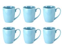 MECOWON 13 Ounce Porcelain Mugs for Coffee, Set of 6, Sea Blue