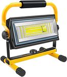 Sylstar COB Rechargeable Work Light, 100W Recharegable Portable LED Flood Light 7000 Lumens, 10800mAh Battery, Waterproof Cordless Workshop Job Site Construction Lighting for Camping, Fishing