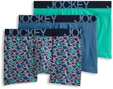 Jockey Men's Underwear Low-rise Boxer Brief - 4 Pack, Blue Chambray/Block Geo/Teal Breeze, Large