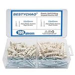 BESTYCHAO 100pcs 2 Sizes Plastic Drywall Anchors Self Drilling Hollow Wall Anchors with Screws Assortment Kit- White