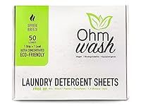 Ohm Earth’s Ohm Wash - Laundry Detergent Sheets Hypoallergenic, Eco-friendly & Biodegradable, Plastic-Free Liquidless Concentrated Strips for Sensitive Skin, 50 count (up to 100 Loads) Spring Breeze