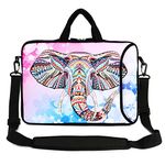 Violet Mist 13" 15" 15.6" Neoprene Laptop Sleeve Bag Waterproof Sleeve Case Adjustable Shoulder Strap External Pocket(11" 12" 13"-13.3",Pink Elephant 2)