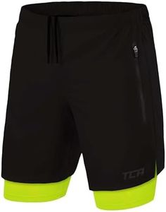 TCA Ultra Pantaloncini Uomo Sportivi 2 in 1 da Corsa con Tasche a Chiusura Zip - Nero/Verde (2X Tasche con Cerniera), XL