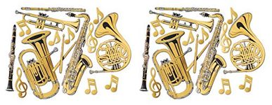 Beistle S55567AZ2 Foil Musical Instrument Cutouts 30 Piece, Paper, Gold/Black/Silver