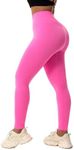 PaletteFit Workout Leggings for Women, High Waisted Women's Gym Leggings, Tummy Control Seamless 7/8 Athletic Yoga Pants (Bright Pink, S)