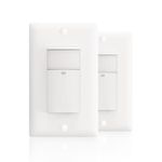 ECOELER Single Pole Occupancy Motion Sensor Light Switch, PIR Infrared Motion Activated Switch with Sensitivity & Delay Adjustable, Neutral Wire Required, for Kitchen, Garage, Stairwell, 2 Pack
