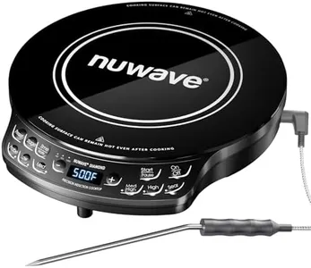 Nuwave Precision Induction Cooktop Diamond w/Probe, 1400 Watts, Precise Temp Control, 6.5” Heating Coil, Shatterproof Ceramic Glass, 50°F to 500°F, 3 Wattage Settings, Ideal for RV, Small Apt, Dorm