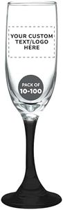 DISCOUNT PROMOS Custom Premiere Champagne Flutes 6.25 oz. Set of 10/50/100, Personalized Bulk Pack - Elegant Drinkware for Weddings, Events, & Promotional Gifts - Black