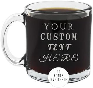 Personalized Etched Custom Message 12oz Glass Coffee Mug, Custom Text, Your Text Here