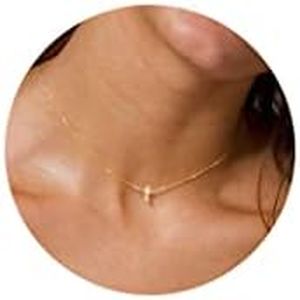 KICKGY Cross Necklace for Women，Dainty Gold Necklace 14k Gold Plated Small Cross Pendant Necklace Simple Gold Cross Necklaces for Women Cute Gold Cross Choker Necklaces Trendy Gold Jewelry Gifts,