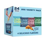 LOVE CORN Variety Pack (6x Sea Salt, 6x BBQ, 6x Salt & Vinegar, 6x Cheese & Onion 20g) – Healthy Snacks Ideal for Gluten Free & Vegan Diets – Low Sugar Alternative for Crisps, Mixed Nuts & Pretzels